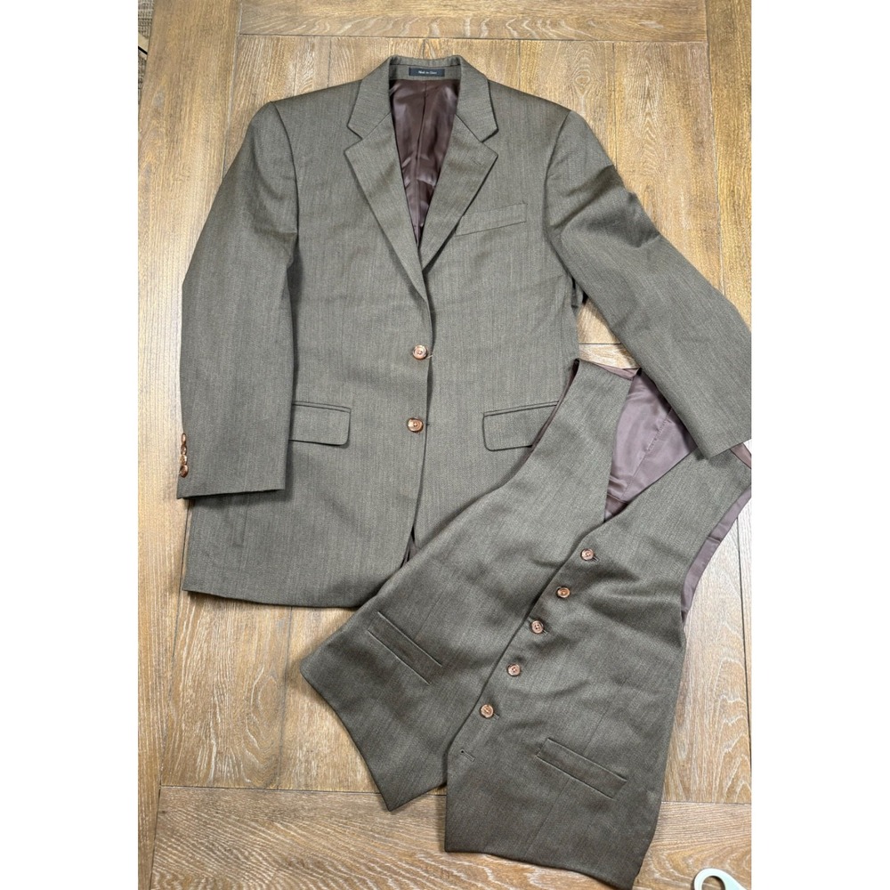 Lauren Ralph Lauren Men's 38R Brown Brown Suit Jacket Vest 2-Piece Set Macy's
